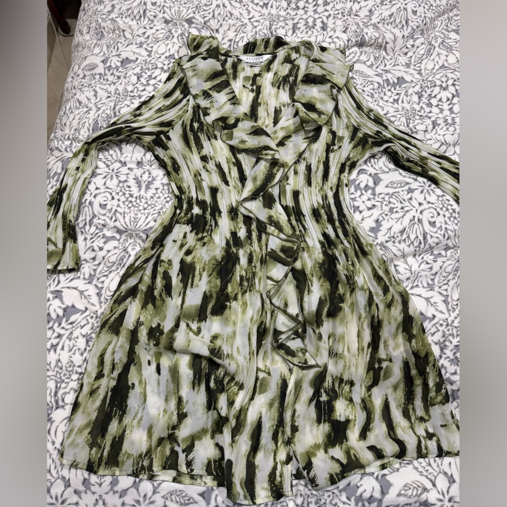 Alison Taylor Green and White Ruffled Blouse size L - Picture 10 of 13
